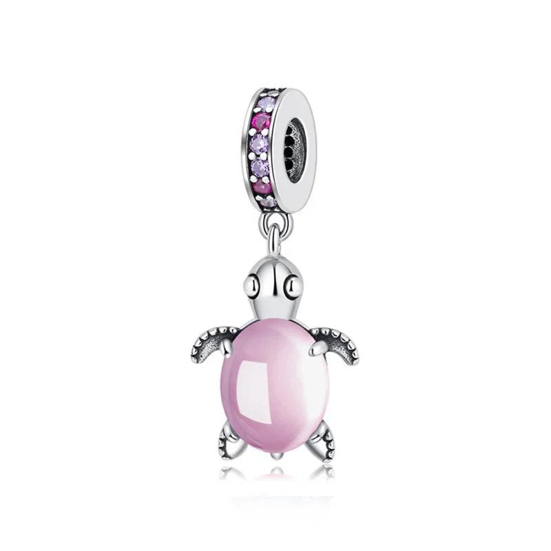 Original 925 Sterling Silver Charms Love Heart Turtle Murano Glass Pendant Beads Fit Pan Bracelet Necklace Jewelry For Women
